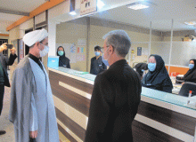 حضور حجة الإسلام فلاحي ممثل الشرفاء في همدان وفامينين بمستشفى بهشتي (الطريق)